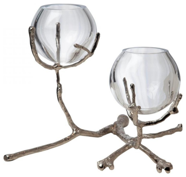 Twig 2 Nickel Vase Holder Contemporary Vases by Lighting