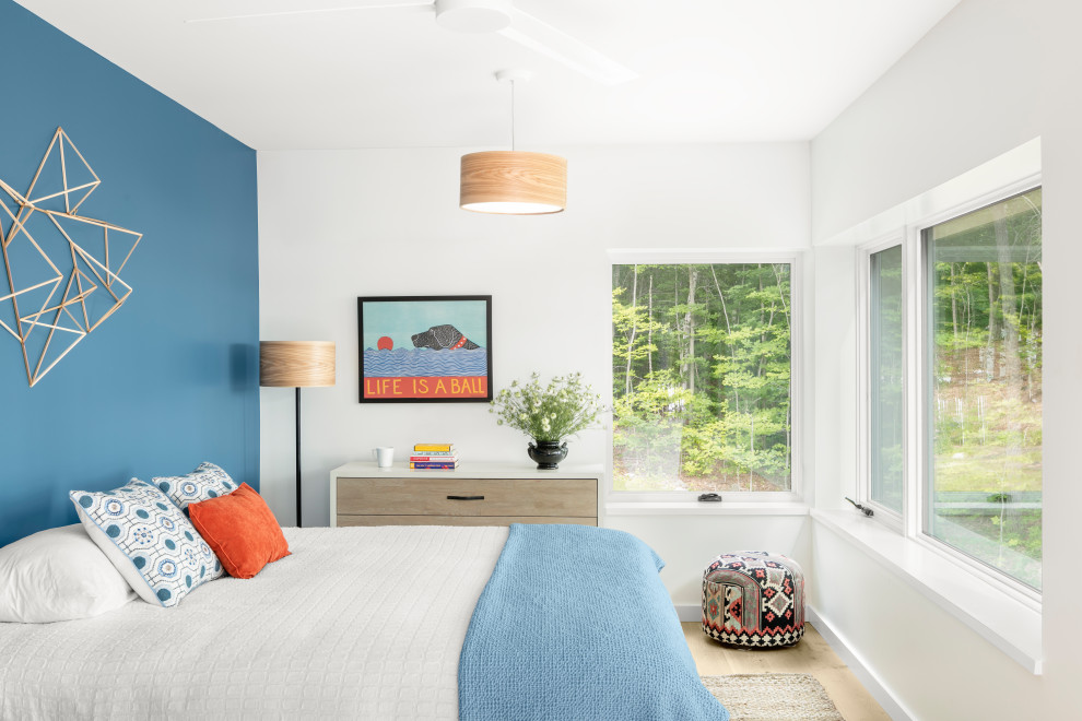 Inspiration for a contemporary bedroom remodel in Portland Maine