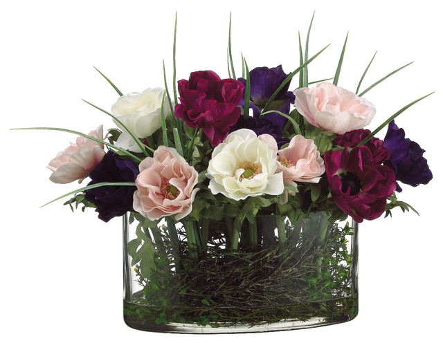 Oval Gl Vase Traditional Artificial Flower Arrangements By Oval Gl Vase
