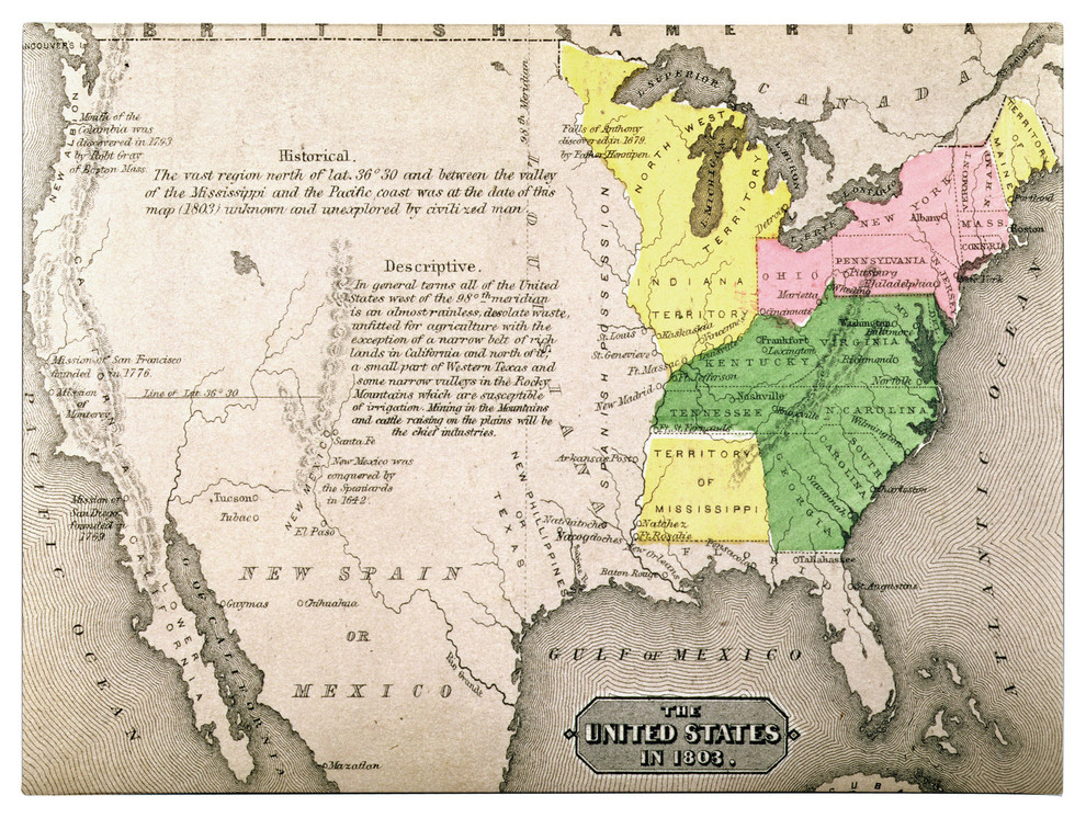 'Map of the United States, 1803' Canvas Art, 30" x 47" - Traditional 