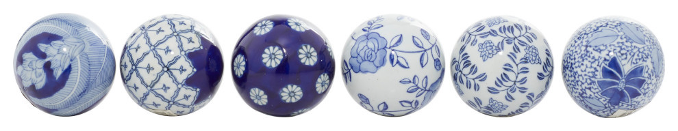 Traditional Blue Ceramic Orbs & Vase Filler Set 82520