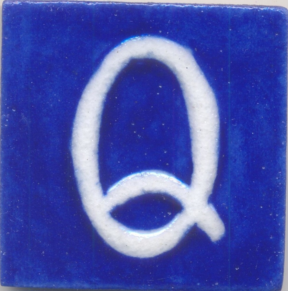Ceramic Tiles 2"x 2", Q, Set of 5 Tiles