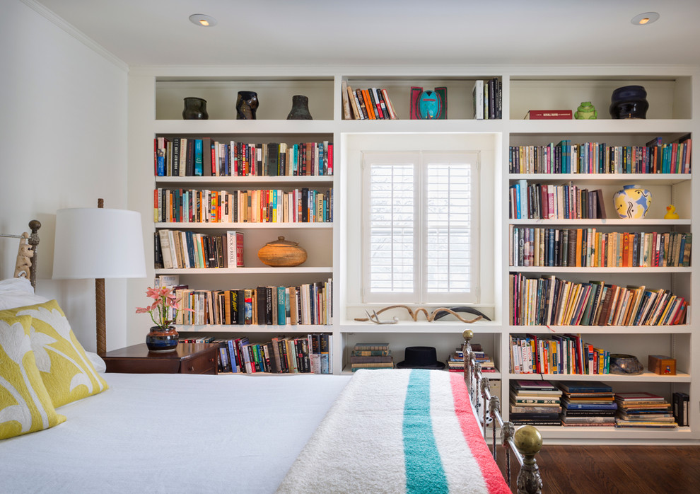 Bedroom - mid-sized transitional guest dark wood floor bedroom idea in Kansas City