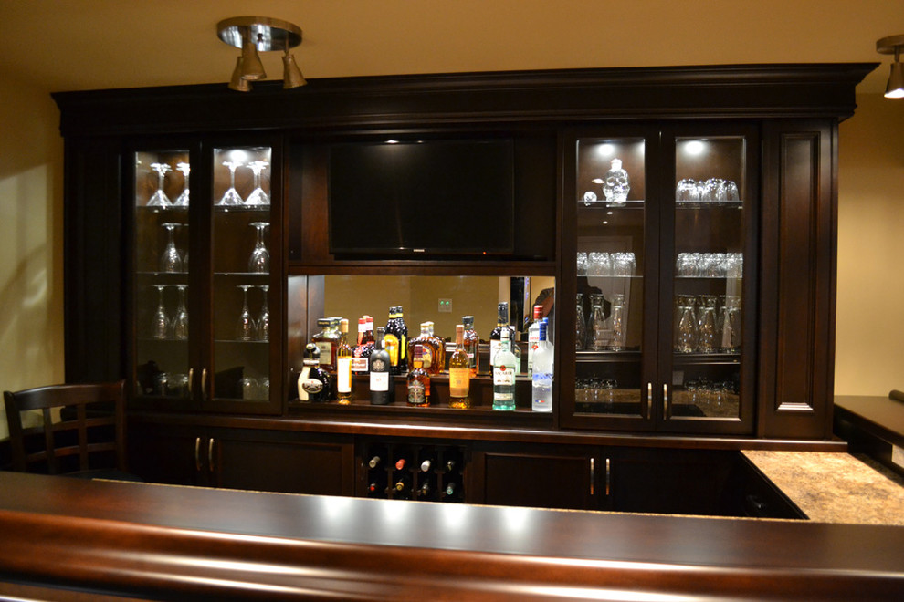This is an example of a traditional home bar in Toronto.