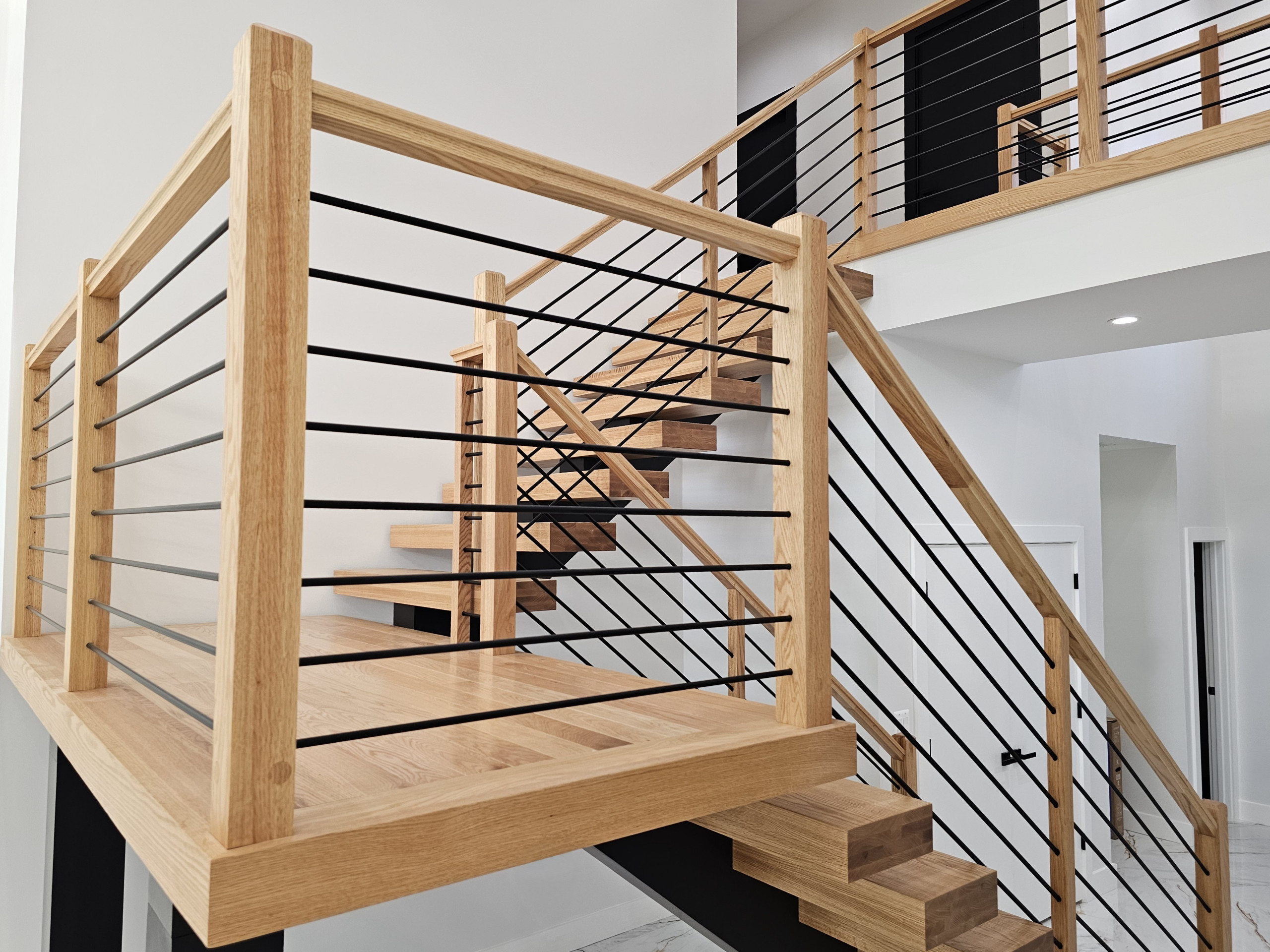 143_Modern Floating Red Oak and Metal Staircase, Sterling, VA