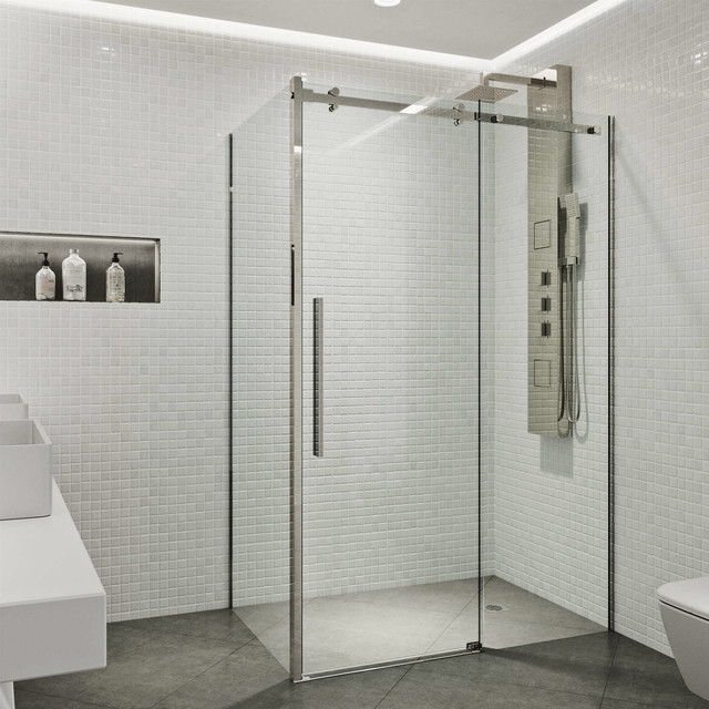 Vigo Alameda 32 X48 Frameless Sliding Door Shower Enclosure Vigo Alameda 32 X48 Frameless Sliding Door Shower Enclosure Contemporary Stalls And Kits By Industries