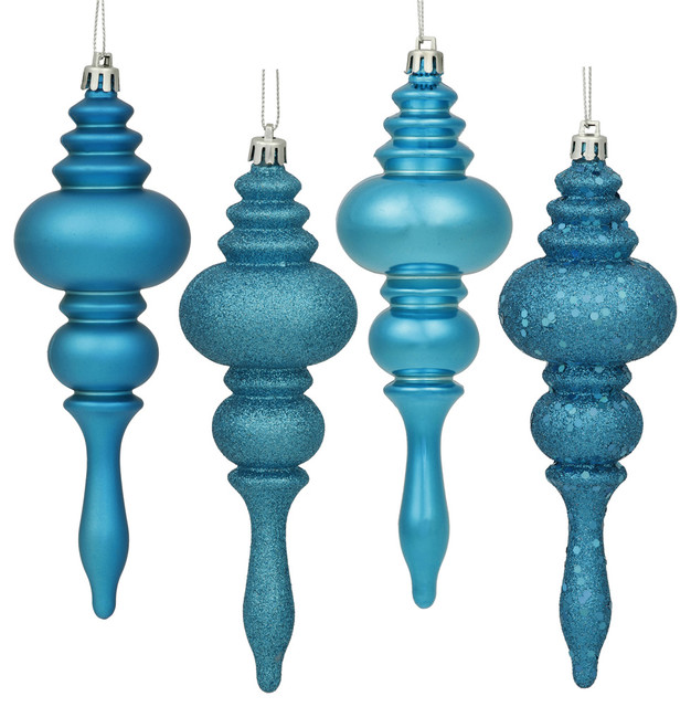 Vickerman 7" Finial 4 Finish Assorted, Set of 8, Turquoise
