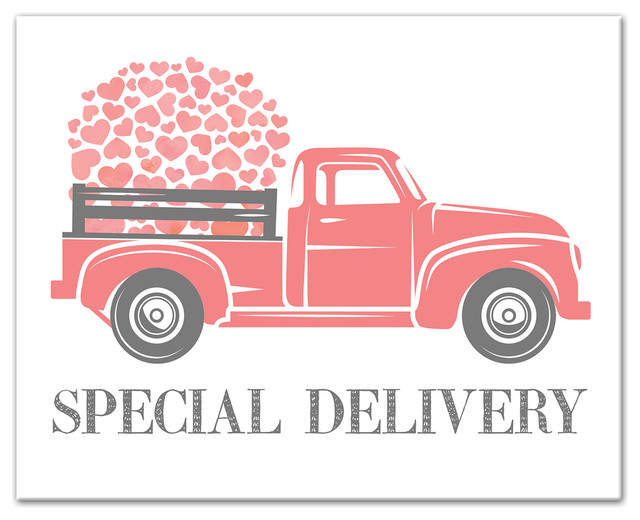 Valentine Heart Special Delivery Truck 8x10 Canvas Wall Art Contemporary Prints And Posters By Designs Direct