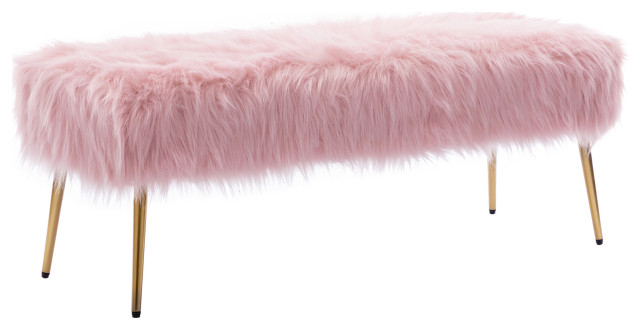 fluffy pink bench