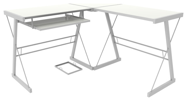 Ryan Rove Madison 3 Piece Corner L Shaped Computer Desk In White Ryan Rove Madison 3 Piece Corner L Shaped Computer Desk In White