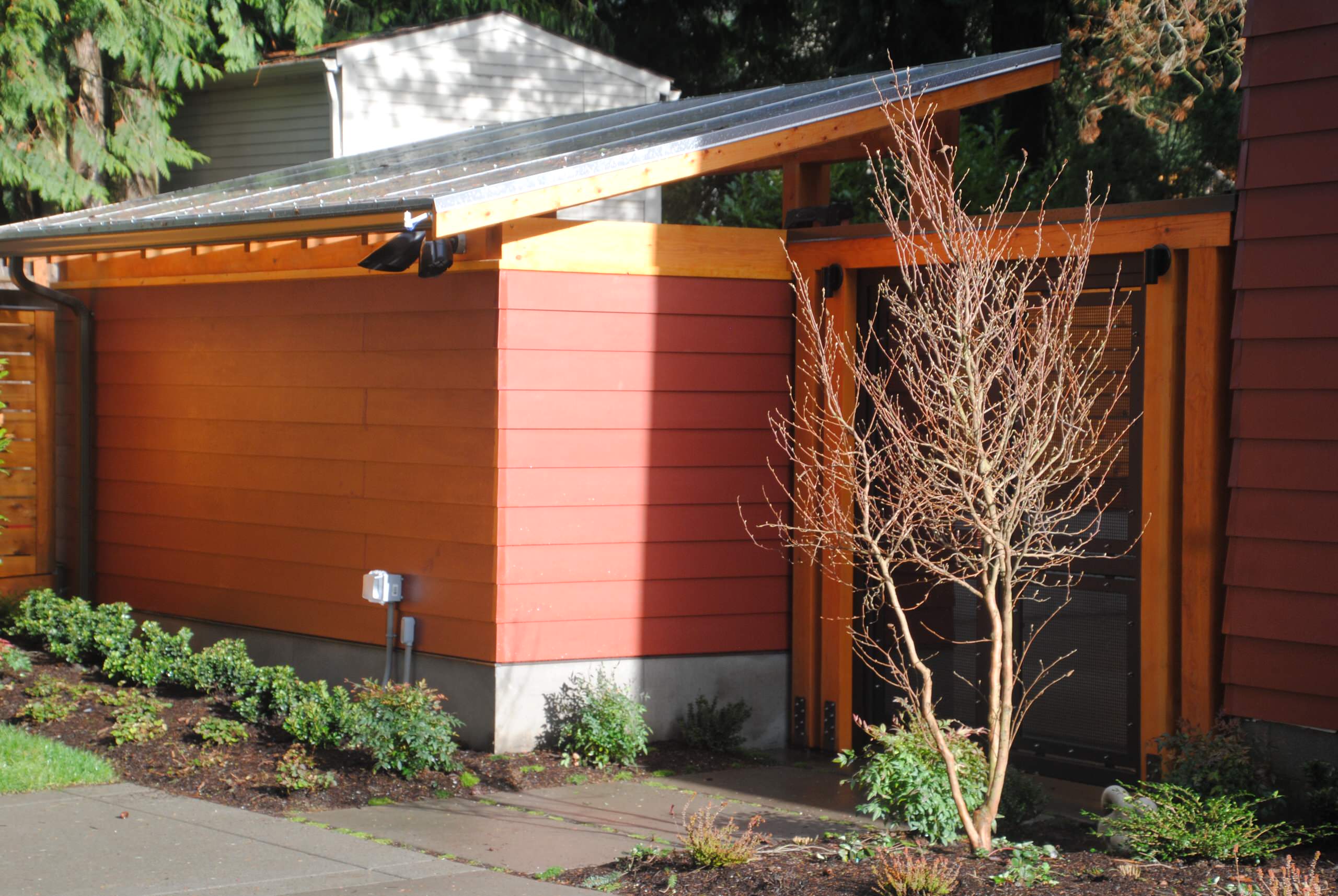 Rear entry gate and shed