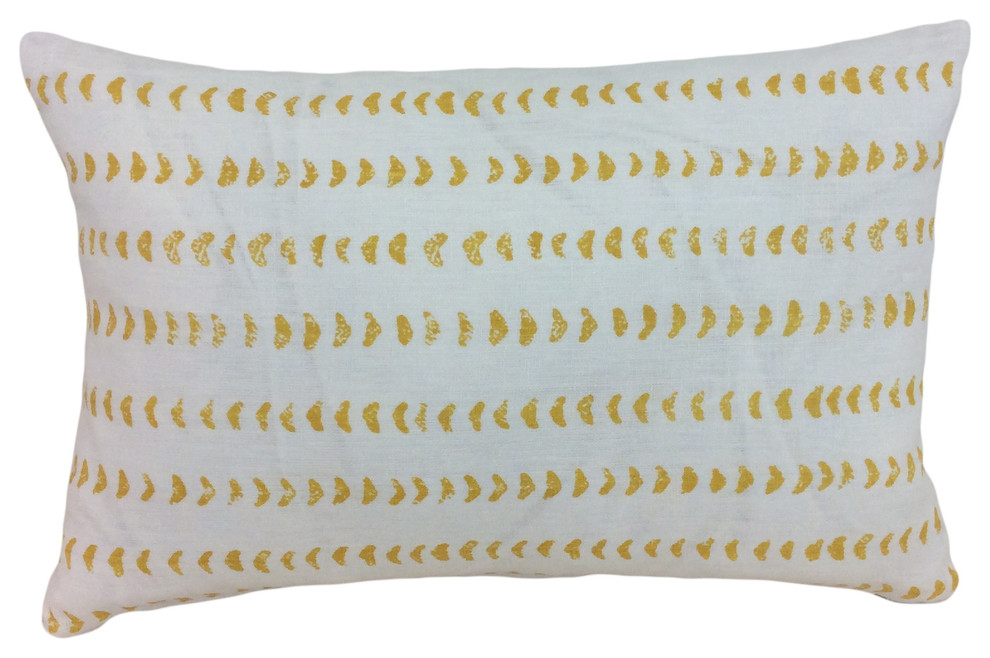 Yellow Crescents On Cream Robert Allen Decorative Lumbar Pillow