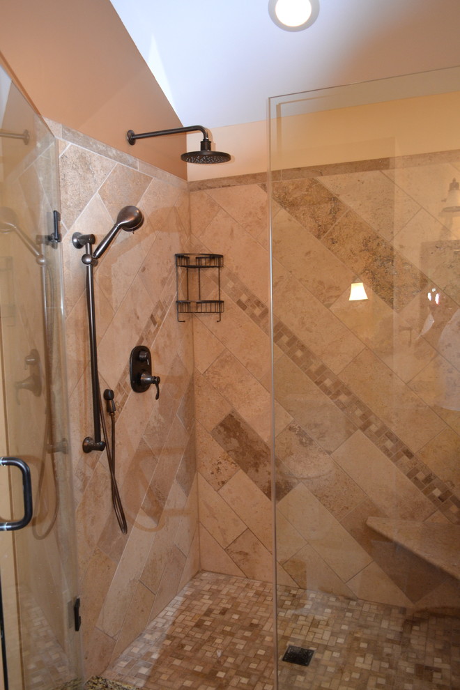 Travertine Shower w/ Glass Enclosure