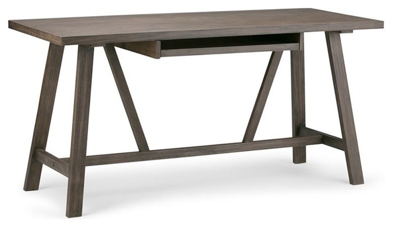 Atlin Designs 29.5" Modern Solid Wood Writing Office Desk in Wire Driftwood