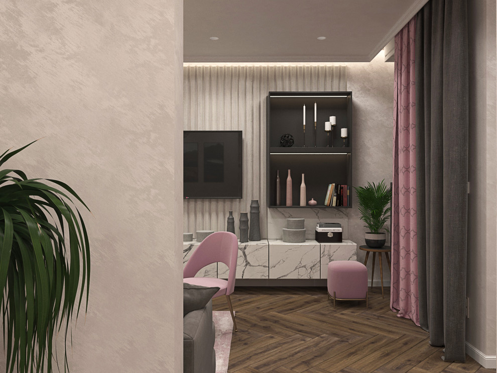 Прихожая с гостиной в однокомнатной квартире