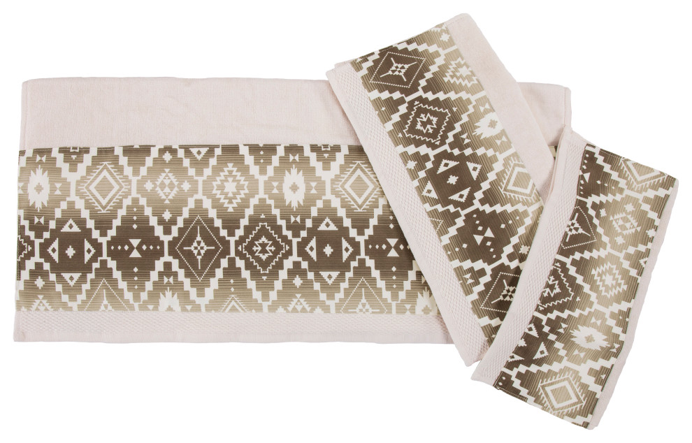 Chalet Aztec Towel Set, Cream, 3 Piece