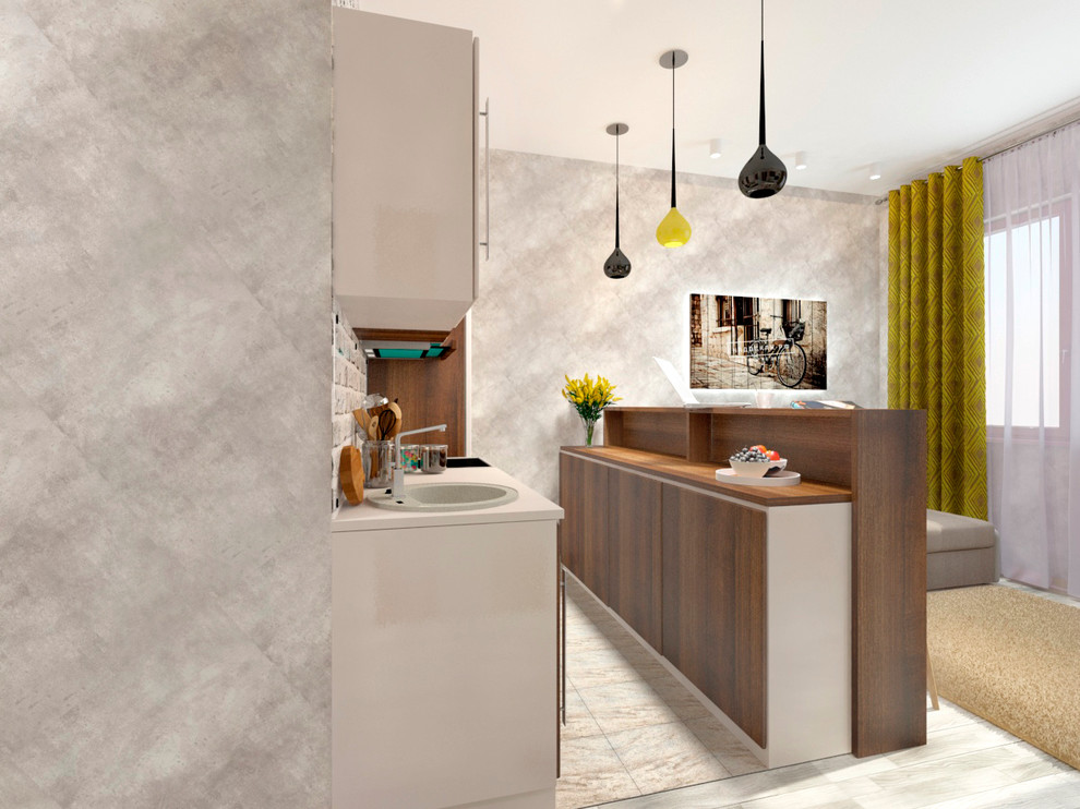 Кухня-гостиная с ярким акцентом