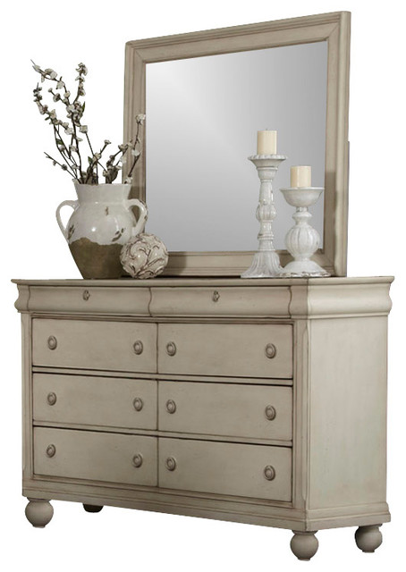 8 Drawer Dresser And Landscape Mirror Solid Wood Rustic White 8 Drawer Dresser And Landscape Mirror Solid Wood Rustic White