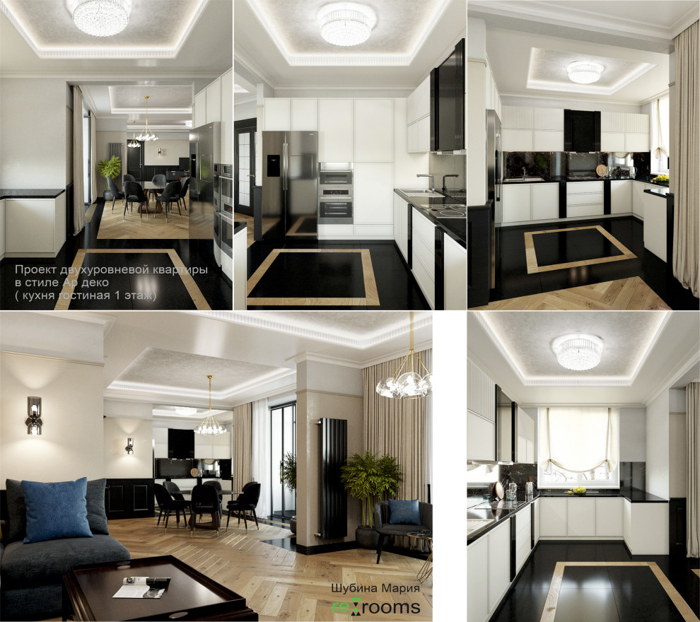 Дизайн двух уровневой квартиры в стиле Ар деко