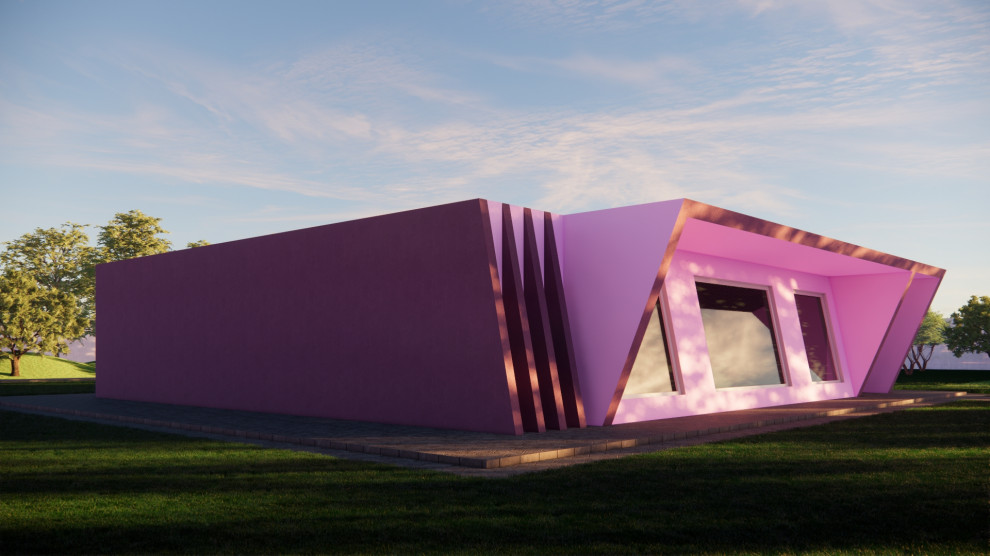 Розовый жилой дом