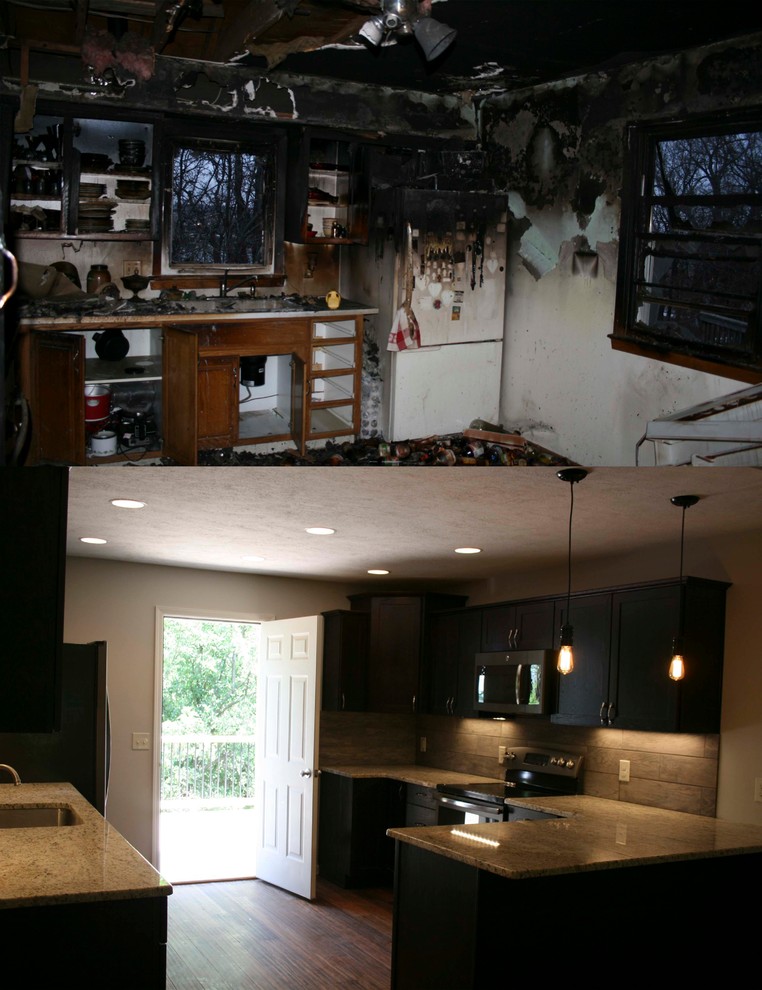 Inspiration for a transitional home design remodel in Omaha