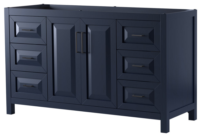 Daria 60" Single Vanity, Dark Blue, No Top, No Sink, Matte Black Trim ...