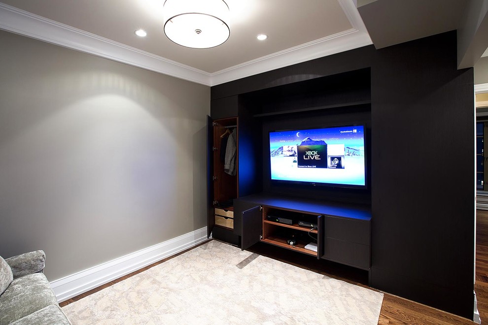 Photo of a transitional home theatre in New York.