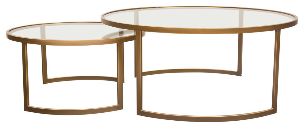 Diamond Sofa Lane 2 Piece Round Nesting Set Clear Tempered Glass Tops Coffee Table Sets By Gwg Outlet