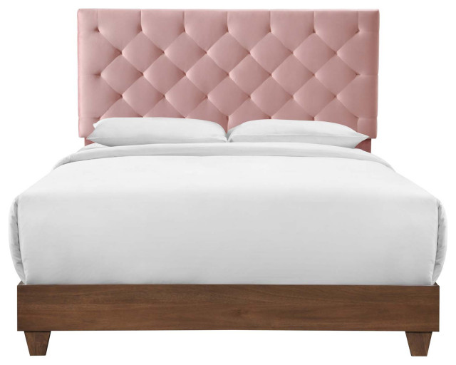 Rhiannon Diamond Tufted Upholstered Performance Velvet Queen Bed by Modway