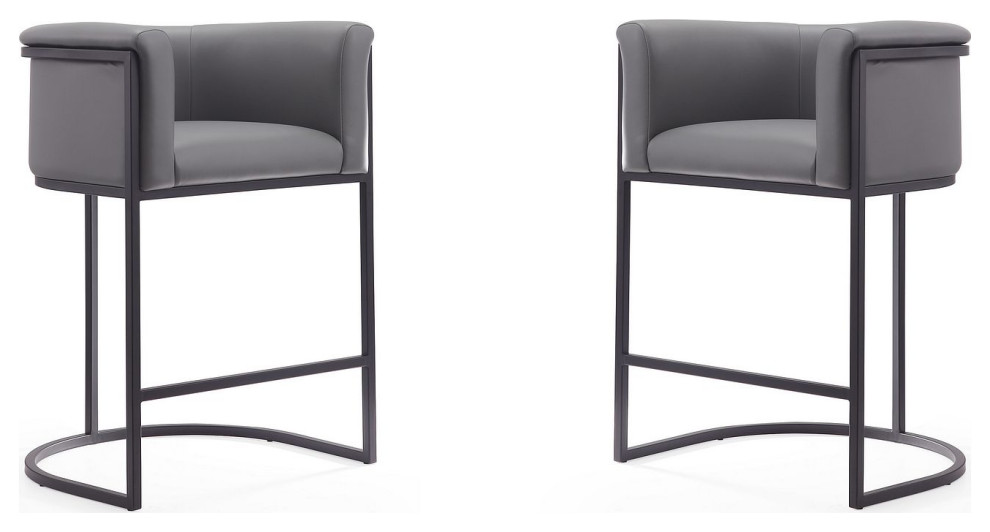 Cosmopolitan Counter Stool, Grey and Black, Set of 2 Transitional