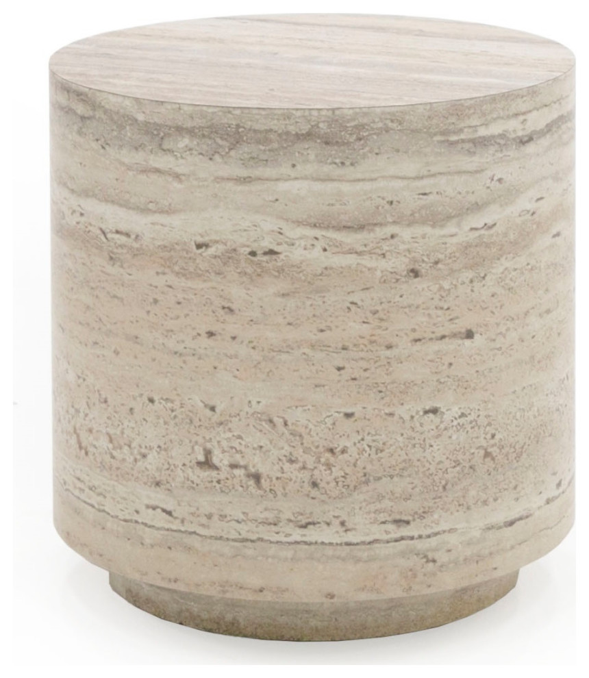 Nova Domus Roma Modern Travertine Round End Table - Rustic - Side ...