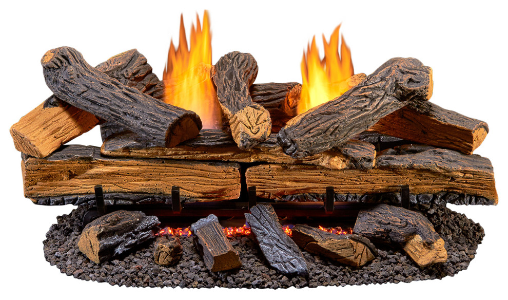 Duluth Ventless Dual Fuel Gas Log Set, 30" 33,000 BTU, Remote