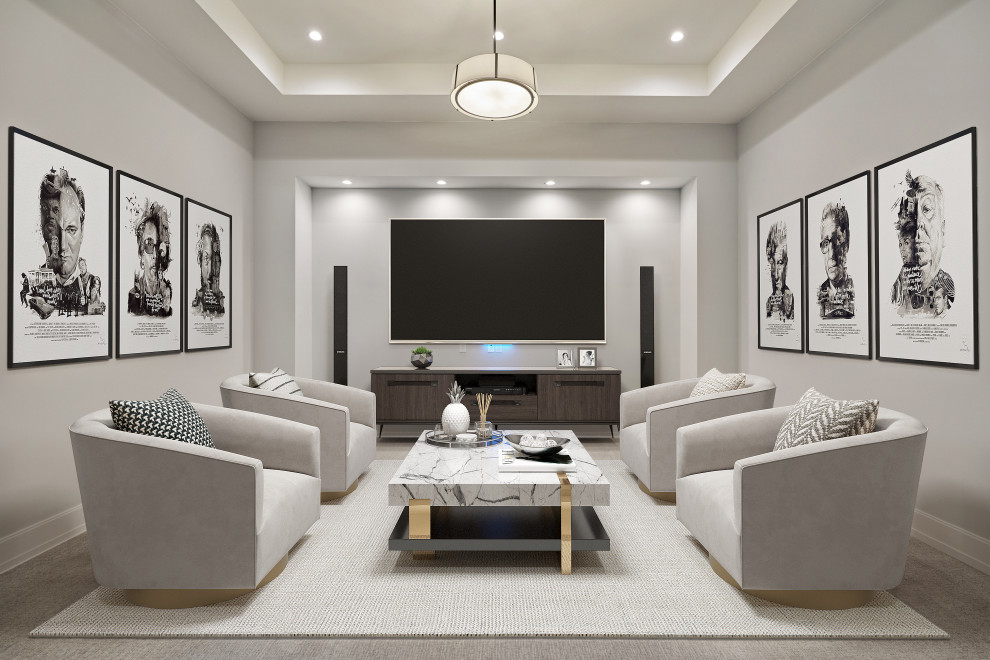 Sophisticated Contemporary - Transitional - Home Theater - Houston - by ...