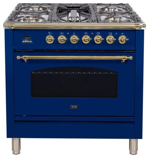 ILVE Nostalgie 36" NG Metal Single Oven Dual Fuel Range in Midnight