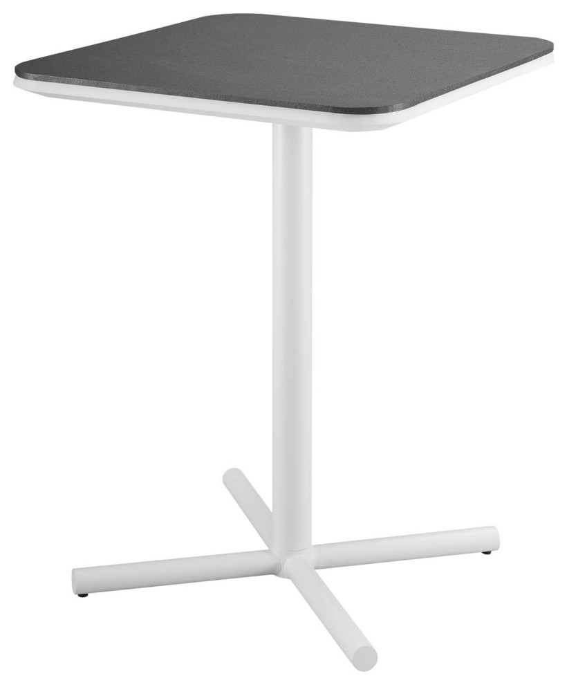 Bar Side Table, Square, Aluminum, Metal, White, Modern, Outdoor Patio