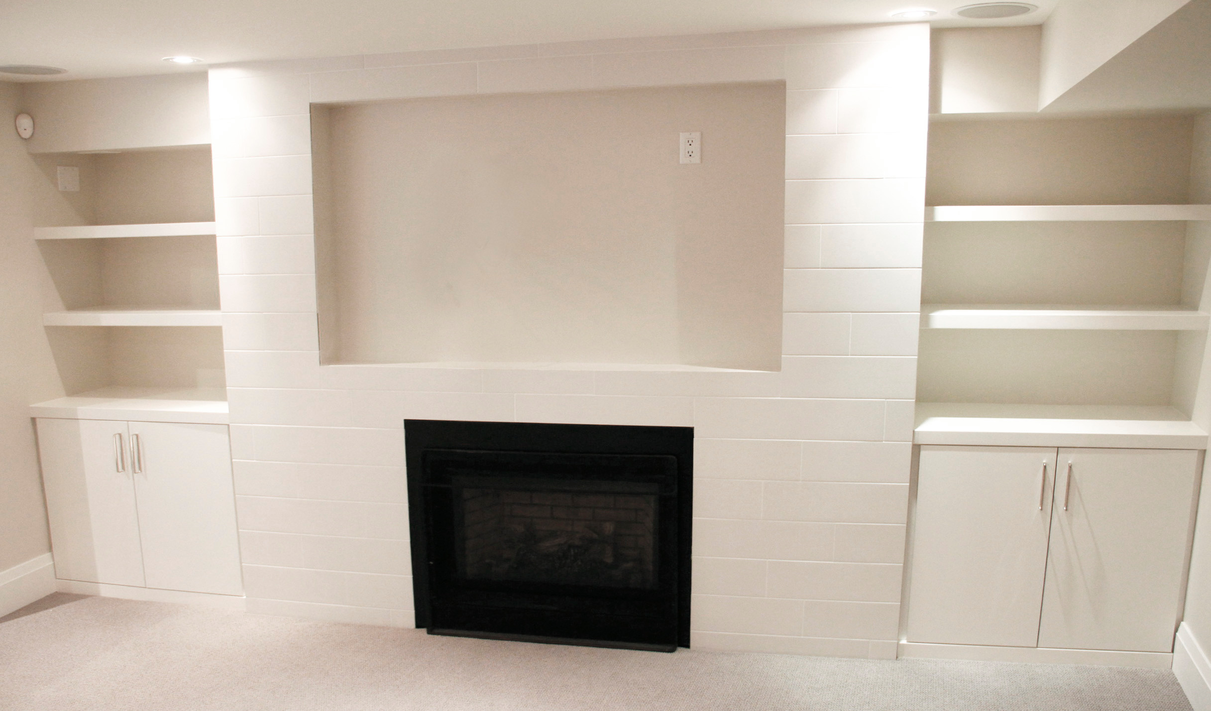 Basement/ Family Room Built-in Cabinetry and Banquette