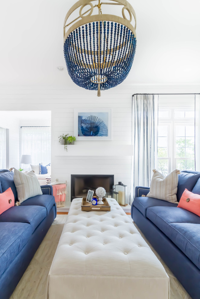 Living room - coastal living room idea in Nashville