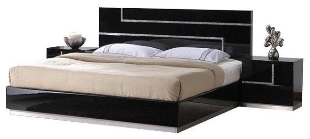 Lucca 3 Piece Bedroom Set Black, Black Lacquer Headboard Queen Size Dimensions
