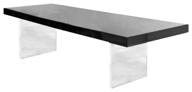 Lucite Plinth Dining Table 8' Black