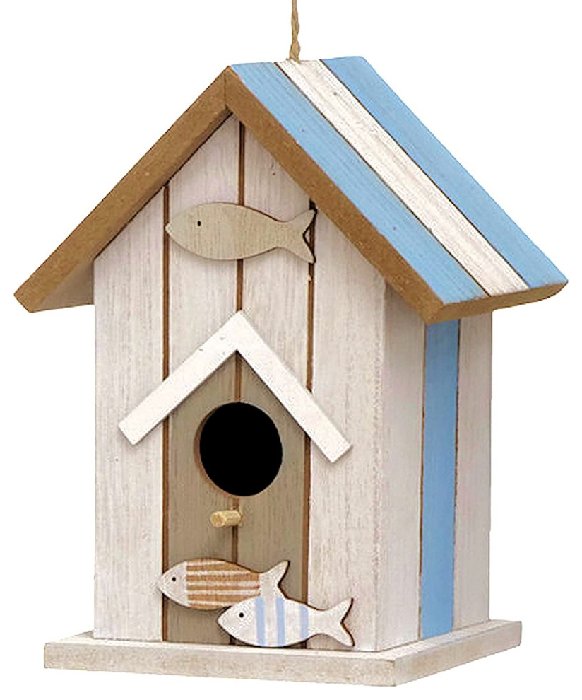 Beachy Bird House, 7.5 Inches Beach Style Birdhouses by Whole