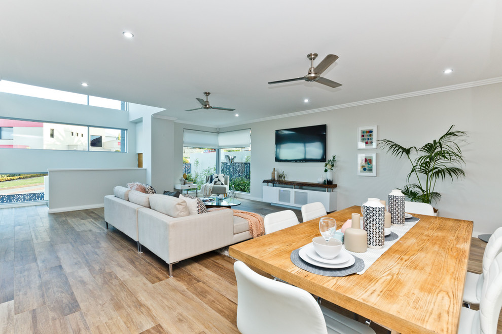 Photo of a beach style dining room in Perth.