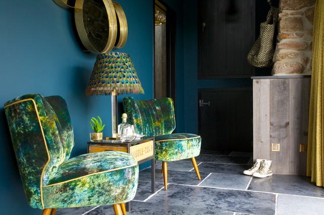 Peacock Blue Eclectic Living Room Devon By Woodford