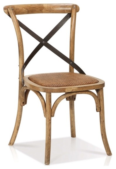 Oak Wood Dining Chair With Cross Iron Back Traditional Oak Wood Dining Chair With Cross Iron Back