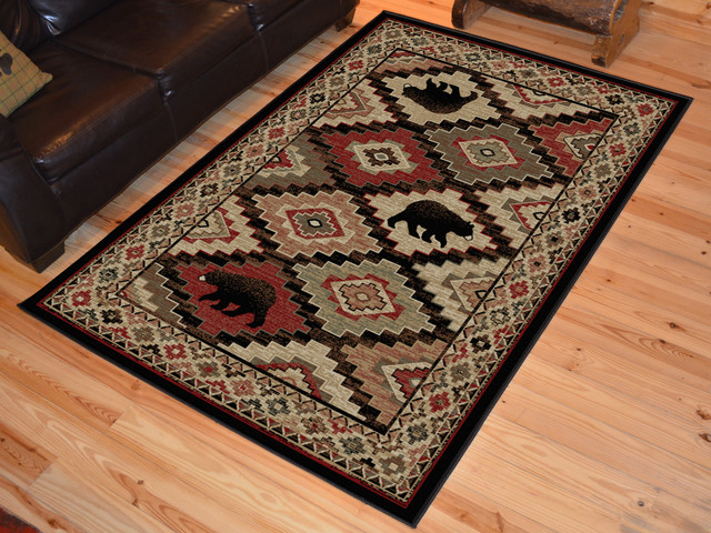 American Destination Boone Multi Bear Area Rug 5 3 X7