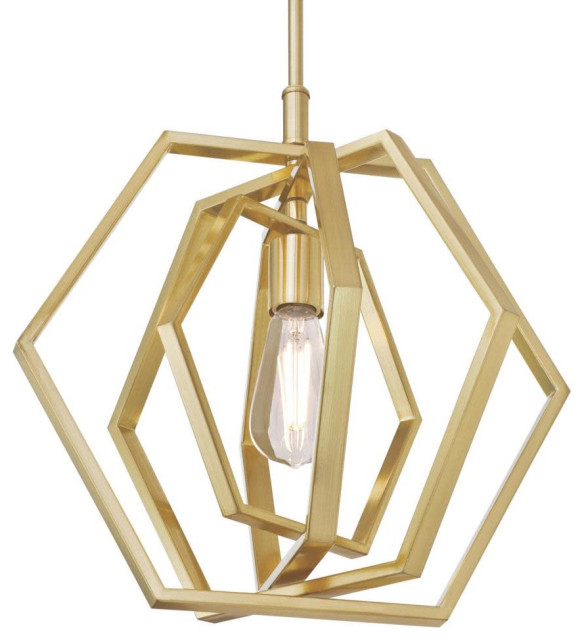 Westinghouse 6369700 Holly 1 Light 16"W Pendant - Champagne Brass