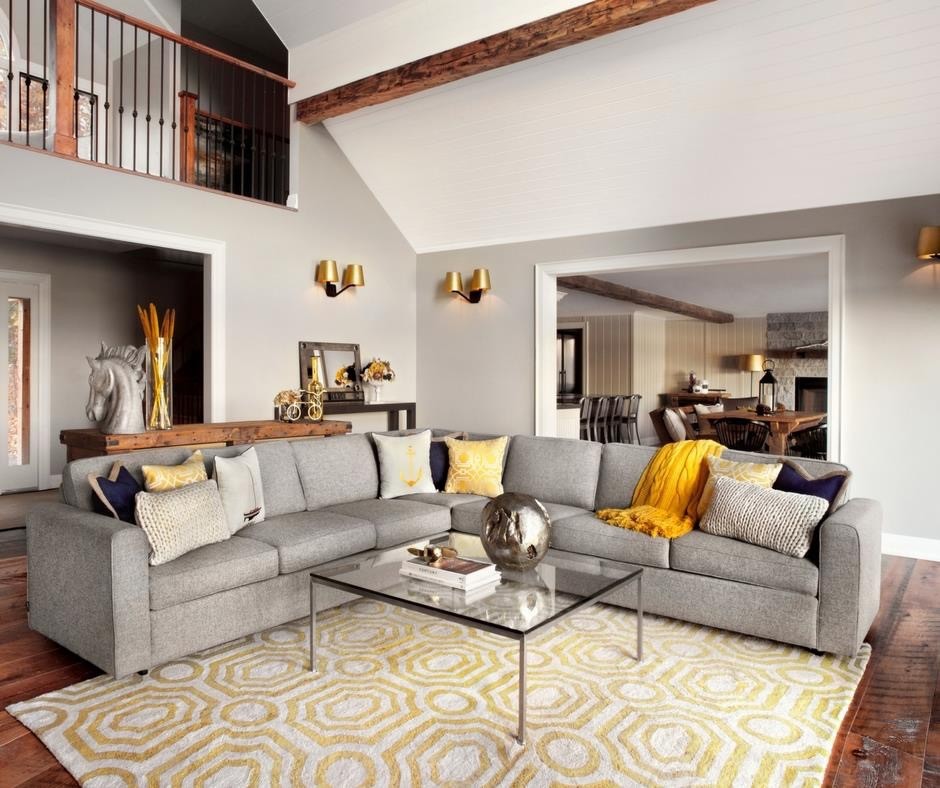 Inspiration for a mid-sized transitional formal enclosed living room in Detroit with grey walls, dark hardwood floors, brown floor, no fireplace and no tv.