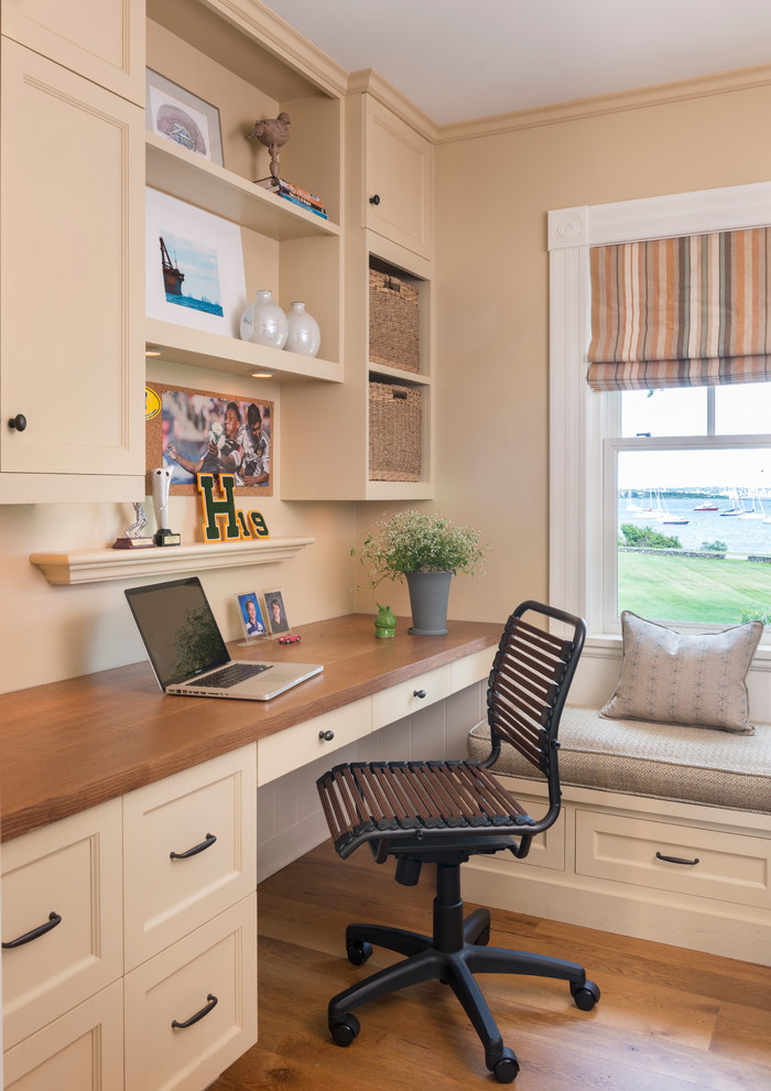 Home office - coastal home office idea in Providence