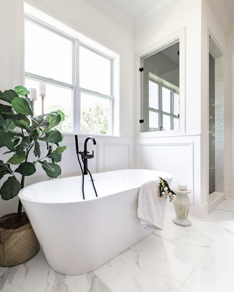 Inspiration for a traditional bathroom in Atlanta with a freestanding bath.