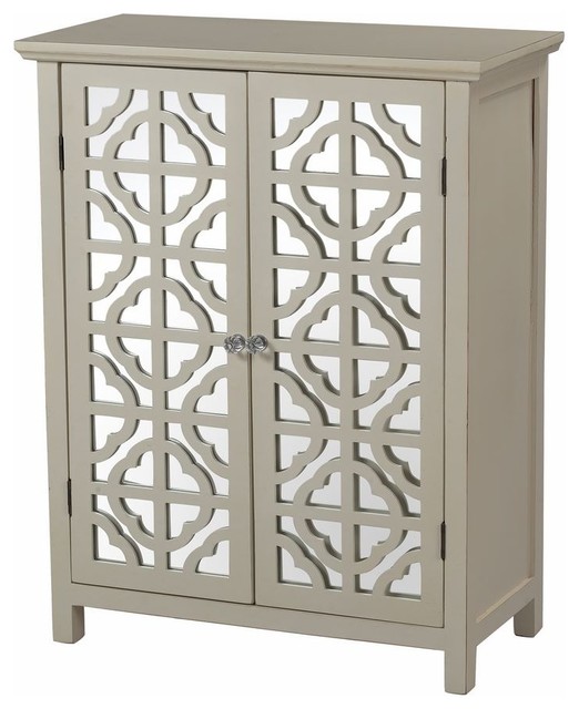 Sterling Industries Vivienne Mirrored Cabinet With Glass Doors, Off White