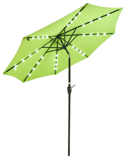 9ft Patio Umbrella W 32 Solar Power Led Light 8 Rib Crank Tilt Outdoor Deck Contemporary Outdoor Umbrellas By Yescom